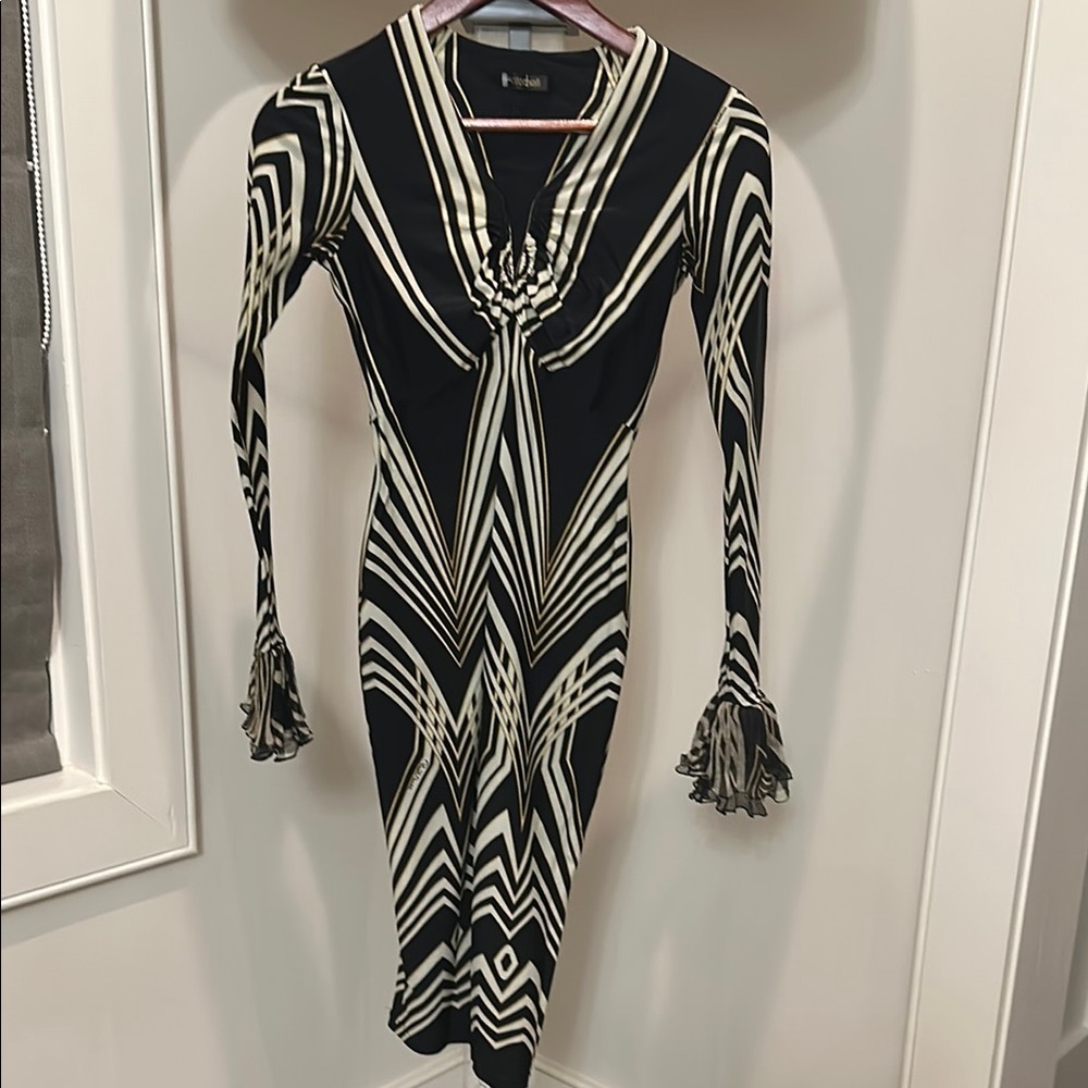 Roberto Cavalli and White Geometric Dress